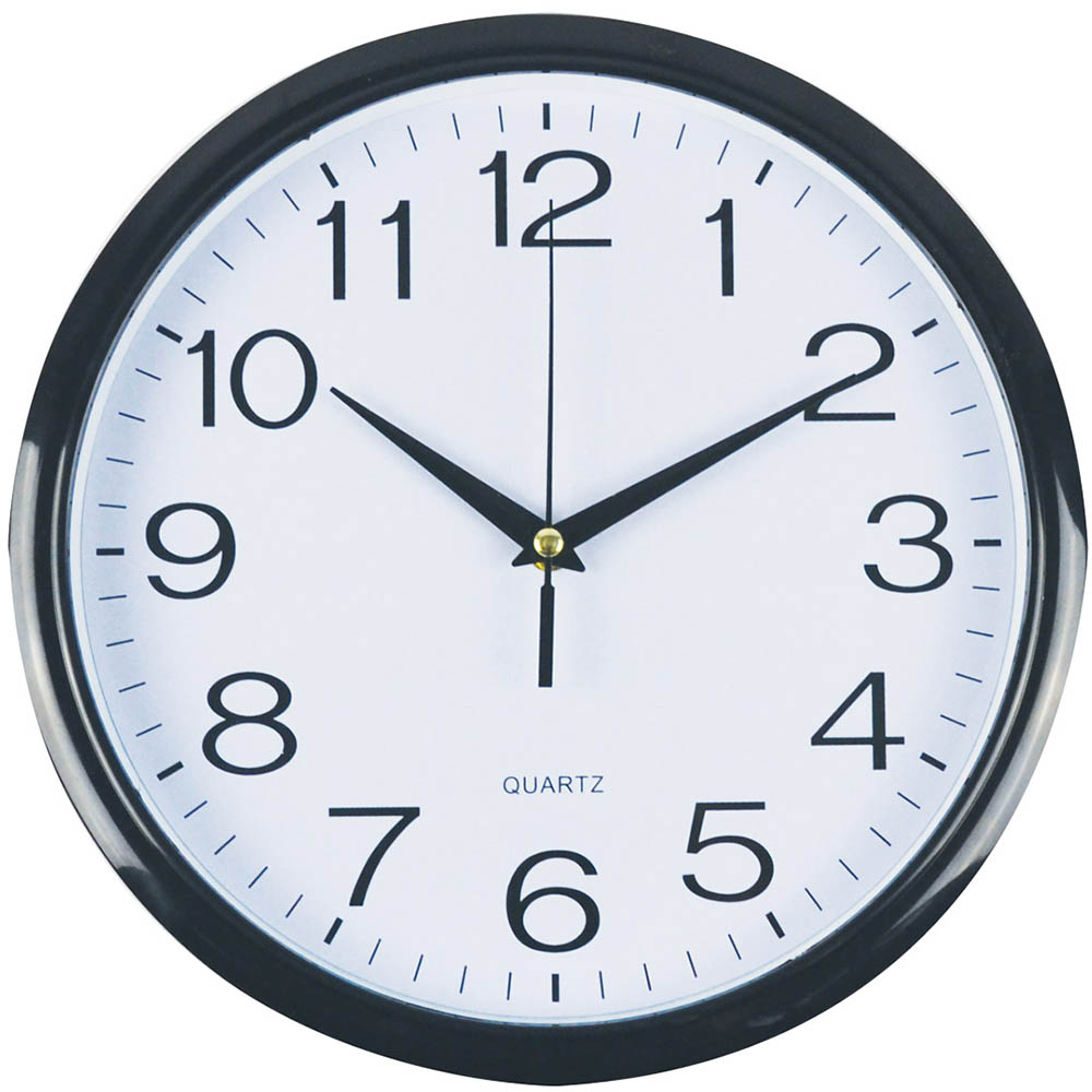 Image for ITALPLAST WALL CLOCK 300MM GLASS WHITE / BLACK from Barkers Rubber Stamps & Office Products Depot
