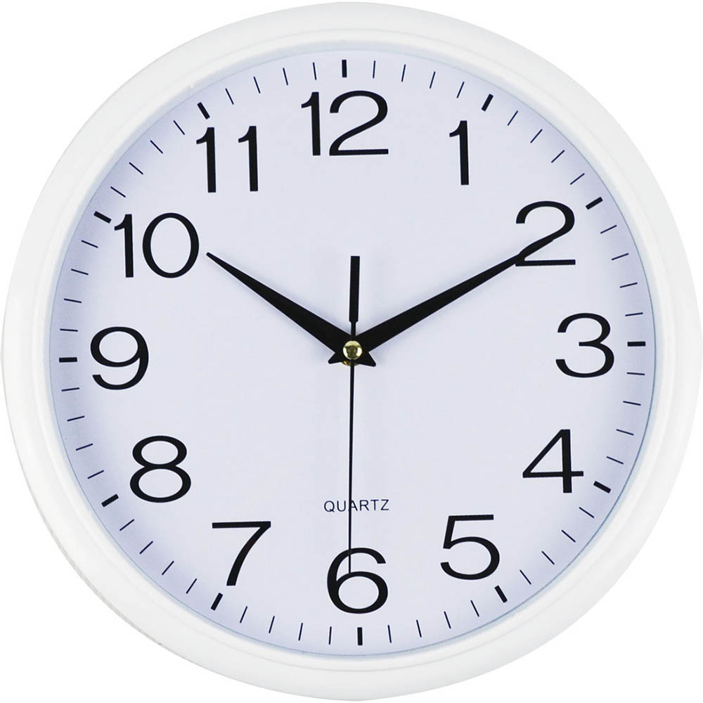 Image for ITALPLAST WALL CLOCK 300MM GLASS WHITE from Barkers Rubber Stamps & Office Products Depot