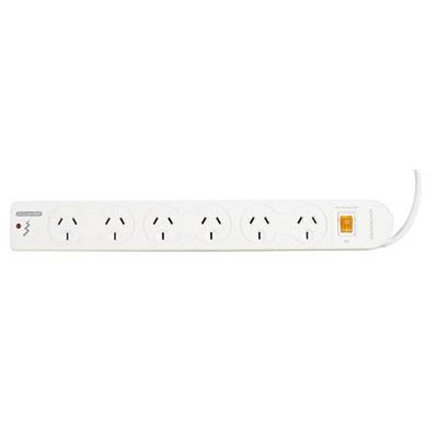 Image for ITALPLAST POWER BOARD 6 OUTLET WITH MASTER SWITCH, SURGE AND OVERLOAD 1M WHITE from Margaret River Office Products Depot