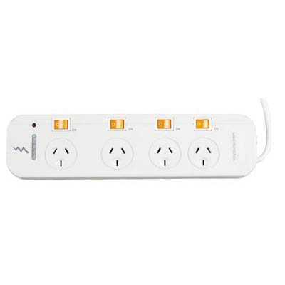 Image for ITALPLAST POWER BOARD 4 OUTLET INDIVIDUAL SWITCHES 1M WHITE from Margaret River Office Products Depot