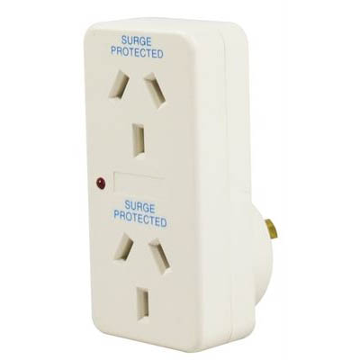 Image for ITALPLAST POWER DOUBLE ADAPTOR WITH SURGE PROTECTION WHITE from Albany Office Products Depot