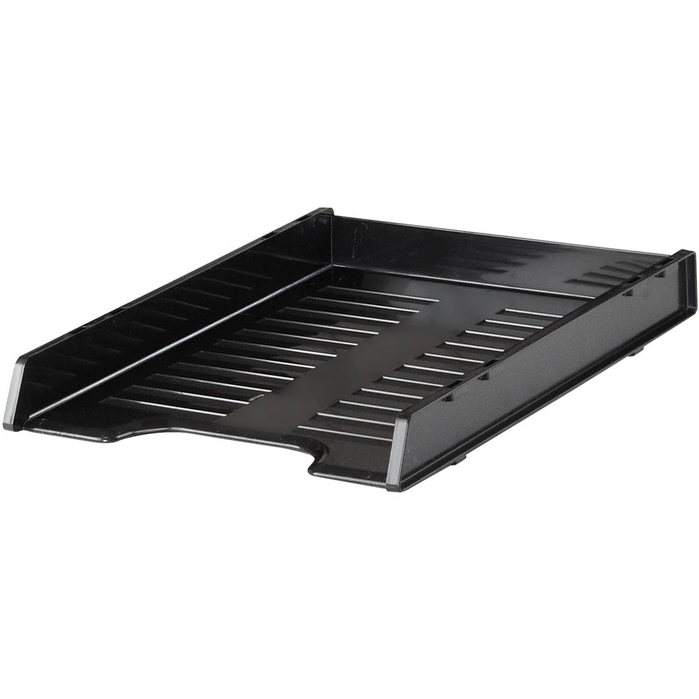 Image for ITALPLAST GREENR RECYCLED SLIMLINE MULTI FIT DOCUMENT TRAY A4 BLACK from Total Supplies Pty Ltd