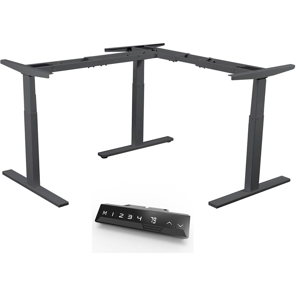 Image for INFINITY ELECTRIC HEIGHT ADJUSTABLE CORNER WORKSTATION DESK 3 MOTOR BLACK FRAME ONLY from MOE Office Products Depot Mackay & Whitsundays