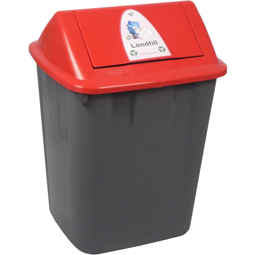Image for ITALPLAST SWING TOP WASTE SEPARATION BIN LANDFILL 32 LITRE BLACK/RED from Ross Office Supplies Office Products Depot