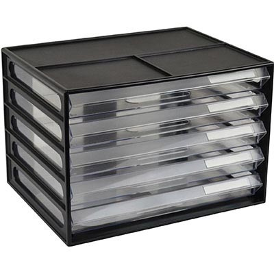 Image for ITALPLAST DOCUMENT CABINET 5 DRAWER 255 X 330 X 230MM A4 BLACK from Total Supplies Pty Ltd
