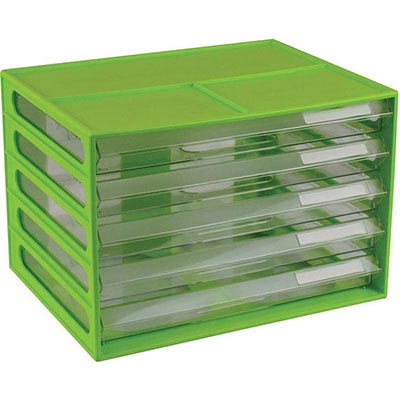 Image for ITALPLAST DOCUMENT CABINET 5 DRAWER 255 X 330 X 230MM A4 LIME from MOE Office Products Depot Mackay & Whitsundays