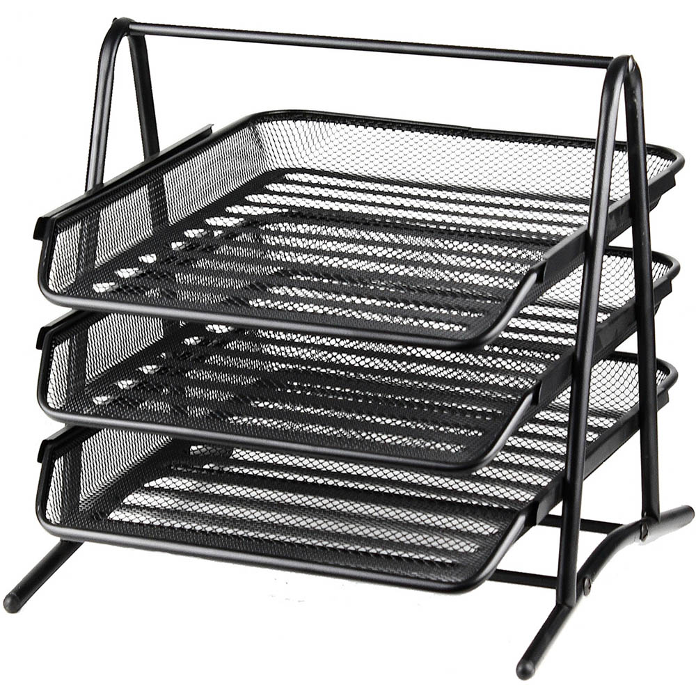 Image for ITALPLAST WIRE MESH DOCUMENT TRAY 3-TIER A4 BLACK from Total Supplies Pty Ltd