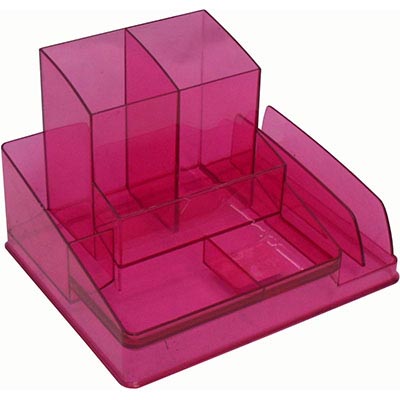 Image for ITALPLAST DESK ORGANISER TINTED PINK from Ross Office Supplies Office Products Depot