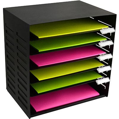 Image for ITALPLAST ADJUSTABLE METAL STATIONERY RACK 6-TIER BLACK from MOE Office Products Depot Mackay & Whitsundays