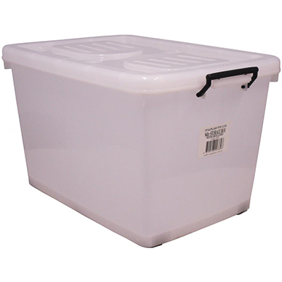 Image for ITALPLAST ROLLER STORAGE BOX WITH LID 90 LITRE CLEAR from Office Products Depot