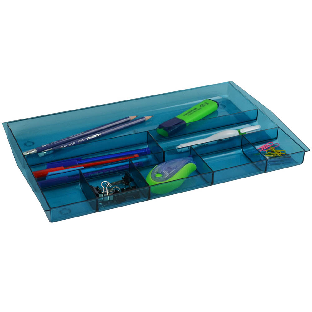 Image for ITALPLAST DRAWER TIDY 8 COMPARTMENT TINTED BLUE from Ross Office Supplies Office Products Depot