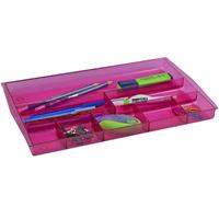 italplast drawer tidy 8 compartment tinted pink