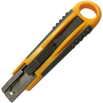 Image for ITALPLAST I853 SELF-RETRACTABLE CUTTING KNIFE YELLOW/BLACK from Barkers Rubber Stamps & Office Products Depot