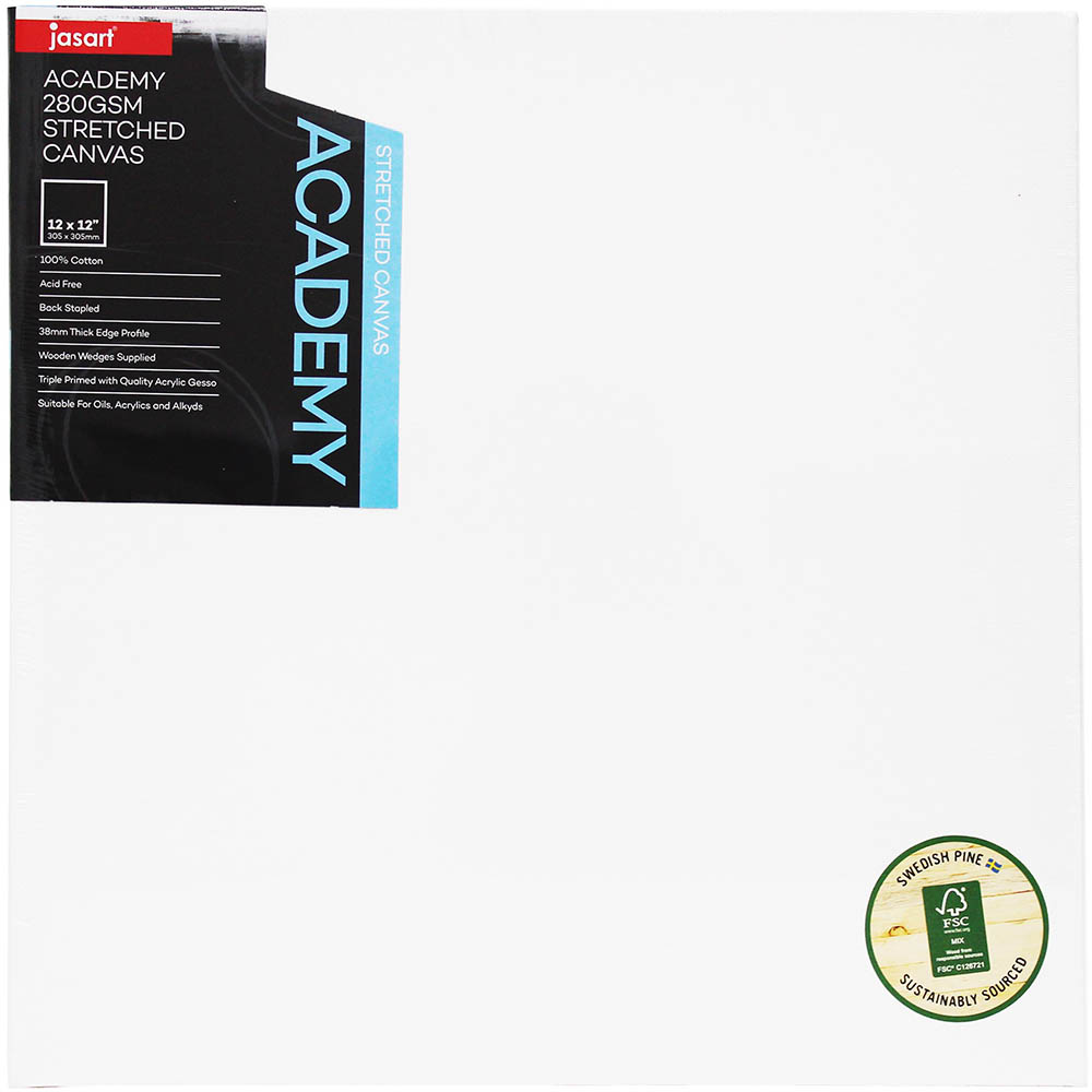 Image for JASART ACADEMY CANVAS THIN EDGE 12 X 12 INCH WHITE from Ross Office Supplies Office Products Depot