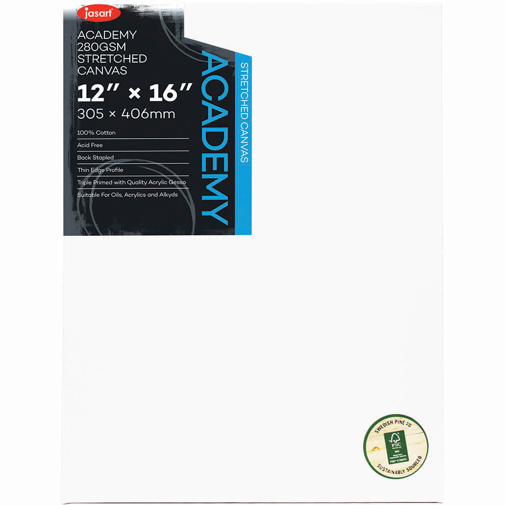 Image for JASART ACADEMY CANVAS THIN EDGE 12 X 16 INCH WHITE from Ross Office Supplies Office Products Depot