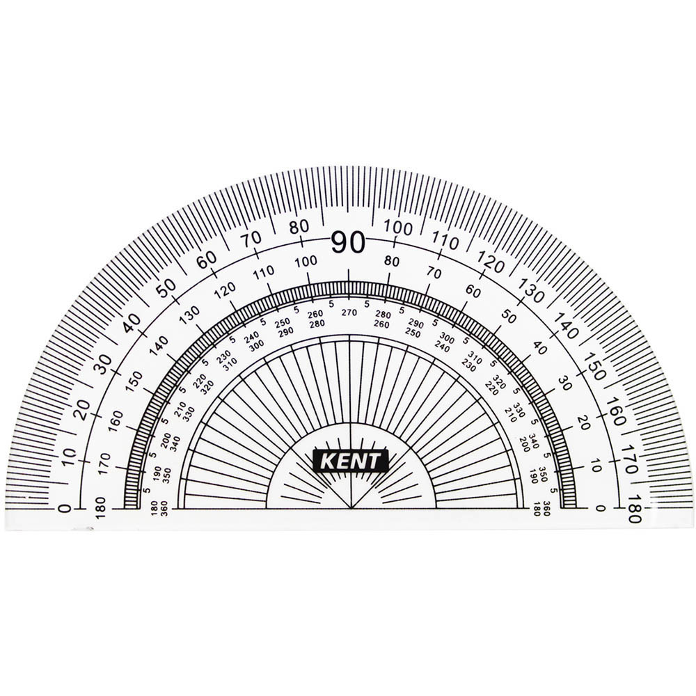 Image for KENT PROTRACTOR 180 DEGREES 100MM CLEAR from Ross Office Supplies Office Products Depot