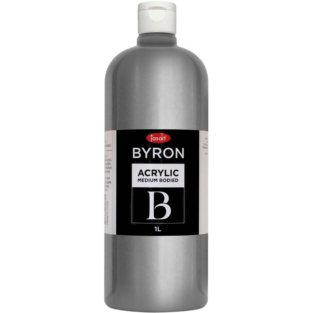 Image for JASART BYRON ACRYLIC PAINT 1 LITRE SILVER from MOE Office Products Depot Mackay & Whitsundays