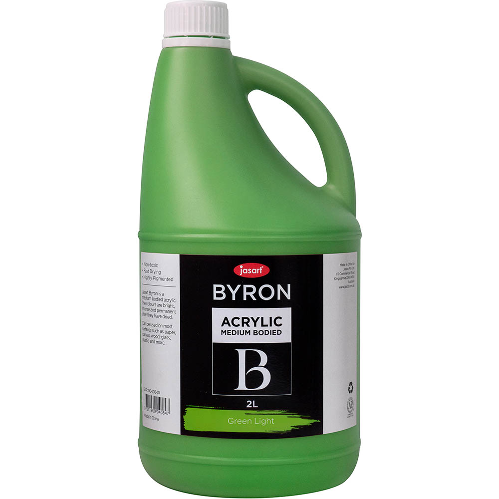 Image for JASART BYRON ACRYLIC PAINT 2 LITRE GREEN LIGHT from MOE Office Products Depot Mackay & Whitsundays