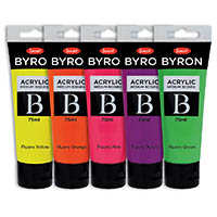 jasart byron acrylic paint 75ml fluoro assorted pack 5