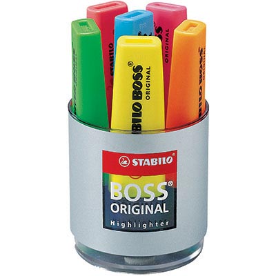 Image for STABILO BOSS HIGHLIGHTER CHISEL ASSORTED DESK CUP 6 from O'Donnells Office Products Depot
