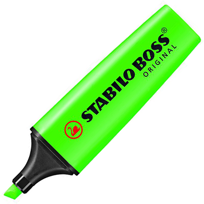 Image for STABILO BOSS HIGHLIGHTER CHISEL GREEN from Barkers Rubber Stamps & Office Products Depot