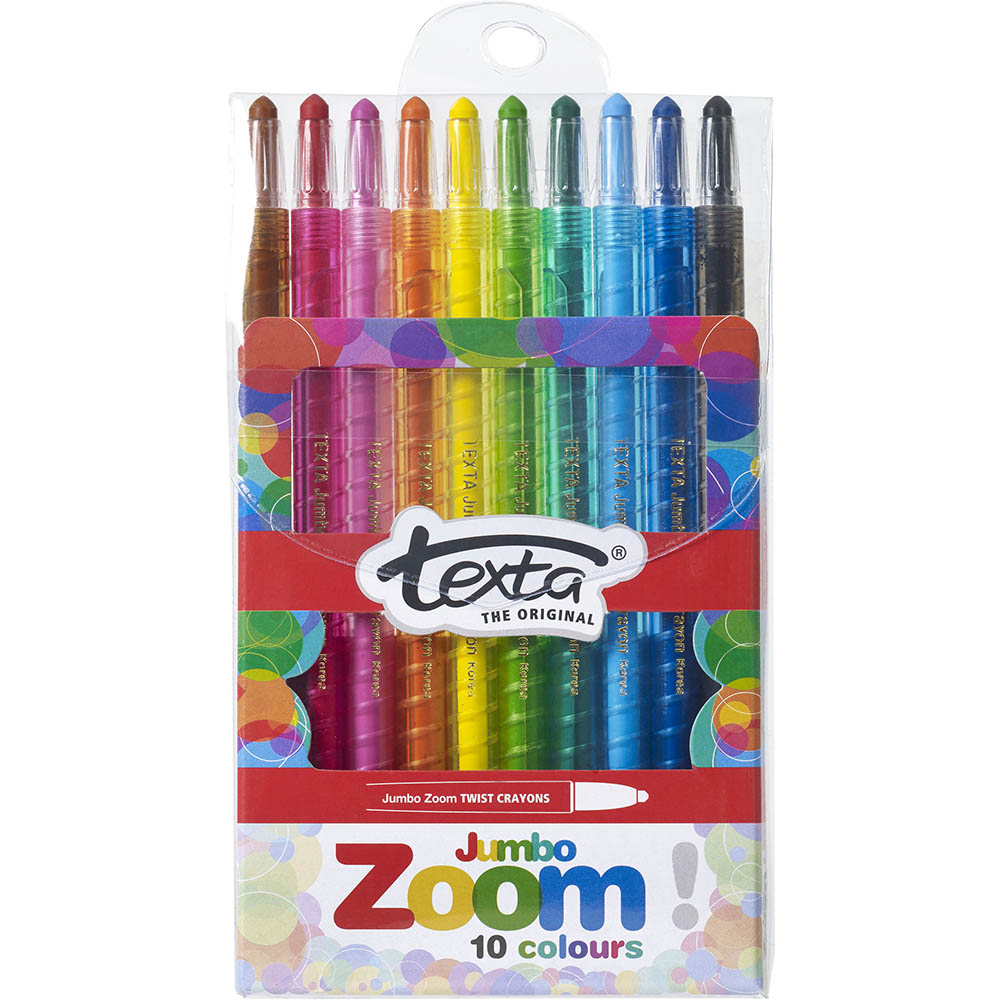 Image for TEXTA JUMBO ZOOM CRAYONS ASSORTED PACK 10 from Ross Office Supplies Office Products Depot
