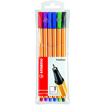 Image for STABILO 88 POINT FINELINER PEN 0.4MM ASSORTED PACK 6 from Albany Office Products Depot
