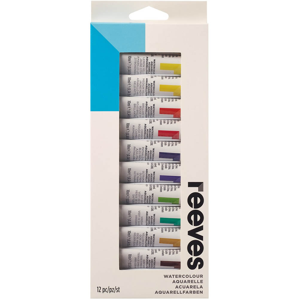 Image for REEVES WATERCOLOUR PAINT 10ML TUBE ASSORTED PACK 12 from Albany Office Products Depot