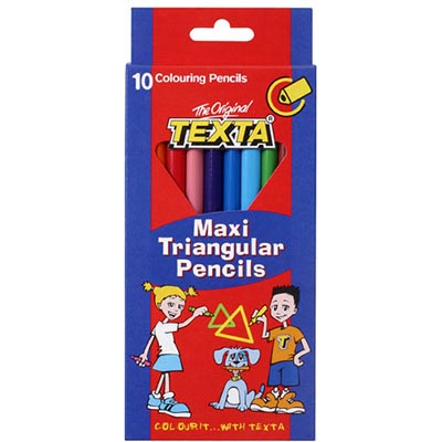 Image for TEXTA MAXI SIZE TRIANGULAR COLOURED PENCILS ASSORTED PACK 10 from Total Supplies Pty Ltd