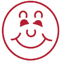 deskmate pre-inked merit stamp smiley face red