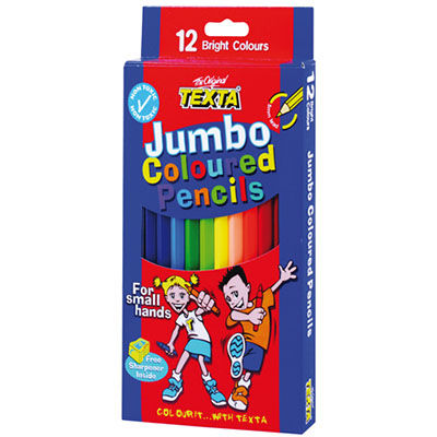 Image for TEXTA JUMBO COLOURED PENCILS ASSORTED PACK 12 from MOE Office Products Depot Mackay & Whitsundays