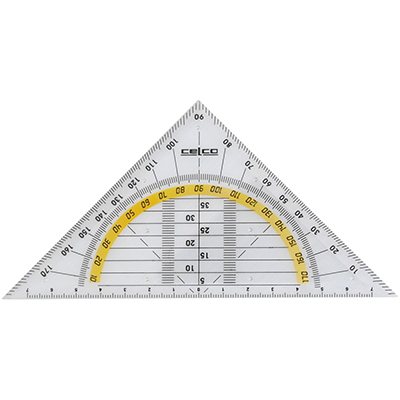 Image for CELCO 2-IN-1 SET SQUARE AND PROTRACTOR 140MM CLEAR from Total Supplies Pty Ltd