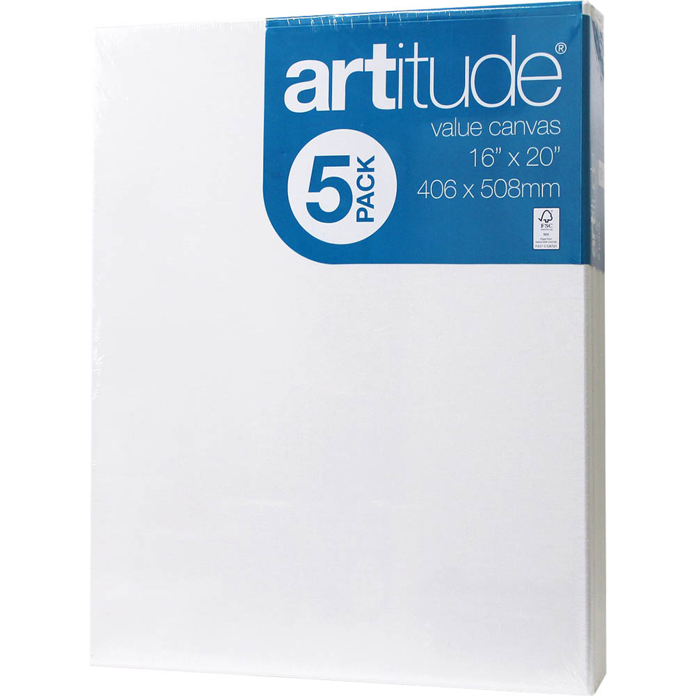 Image for ARTITUDE PAINT CANVAS 16 X 20 INCH WHITE PACK 5 from Ross Office Supplies Office Products Depot