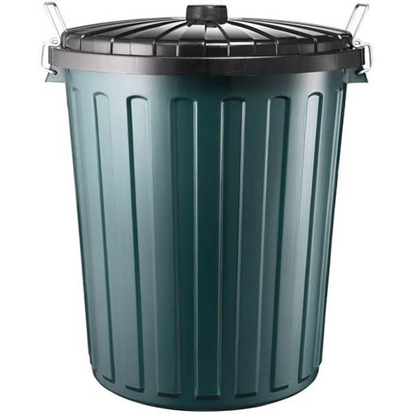 Image for OATES PLASTIC GARBAGE BIN WITH LID 75 LITRE BLACK from Office Products Depot Gold Coast