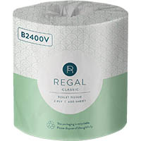 regal green-n-save toilet roll wrapped 2-ply 400 sheet white