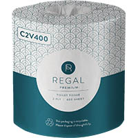 regal premium toilet roll wrapped 2-ply 400 sheet white