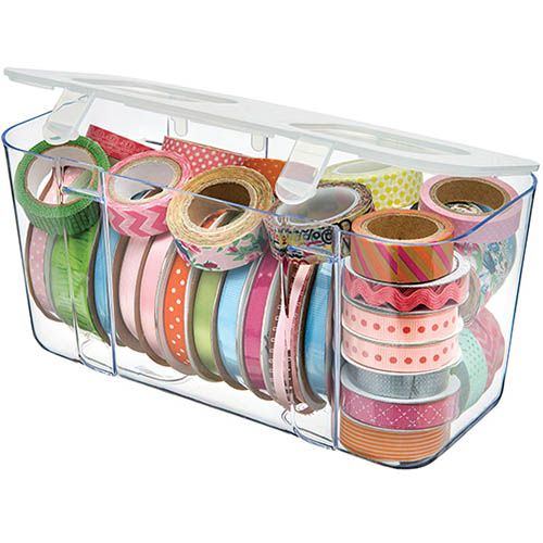 Image for DEFLECTO STORAGE CADDY ORGANISER CONTAINER MEDIUM WHITE/CLEAR from Total Supplies Pty Ltd