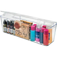 deflecto storage caddy organiser container large white/clear