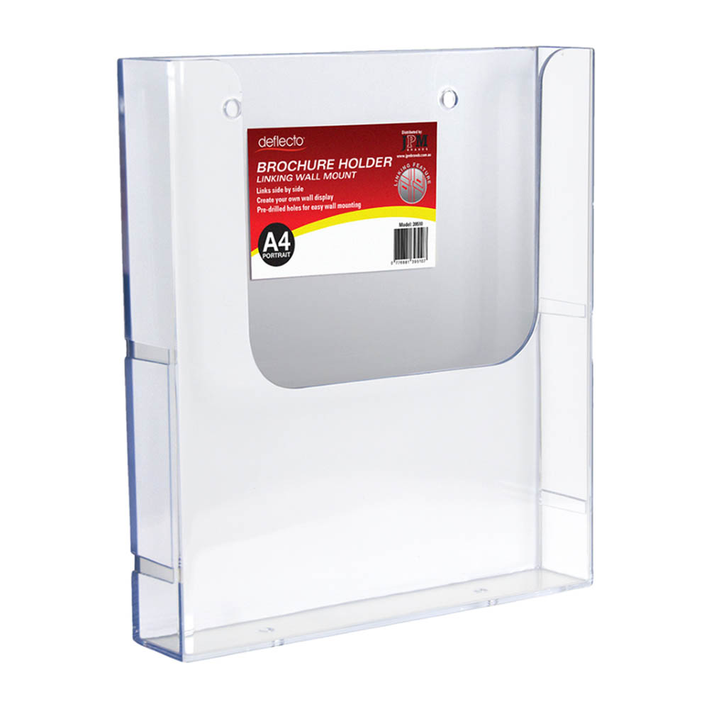Image for DEFLECTO BROCHURE HOLDER WALL MOUNT LINKING A4 CLEAR from Barkers Rubber Stamps & Office Products Depot
