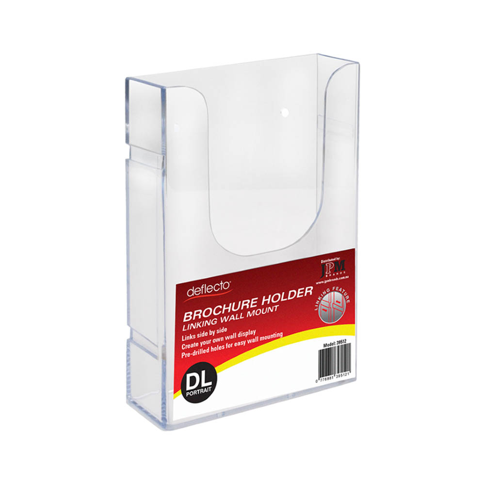 Image for DEFLECTO BROCHURE HOLDER WALL MOUNT LINKING DL CLEAR from Barkers Rubber Stamps & Office Products Depot