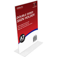 deflecto sign holder t-shape double sided portrait a7 clear