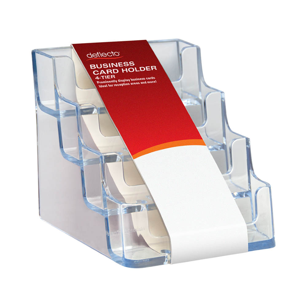 Image for DEFLECTO BUSINESS CARD HOLDER LANDSCAPE 4-TIER CLEAR from Office Business Office Products Depot