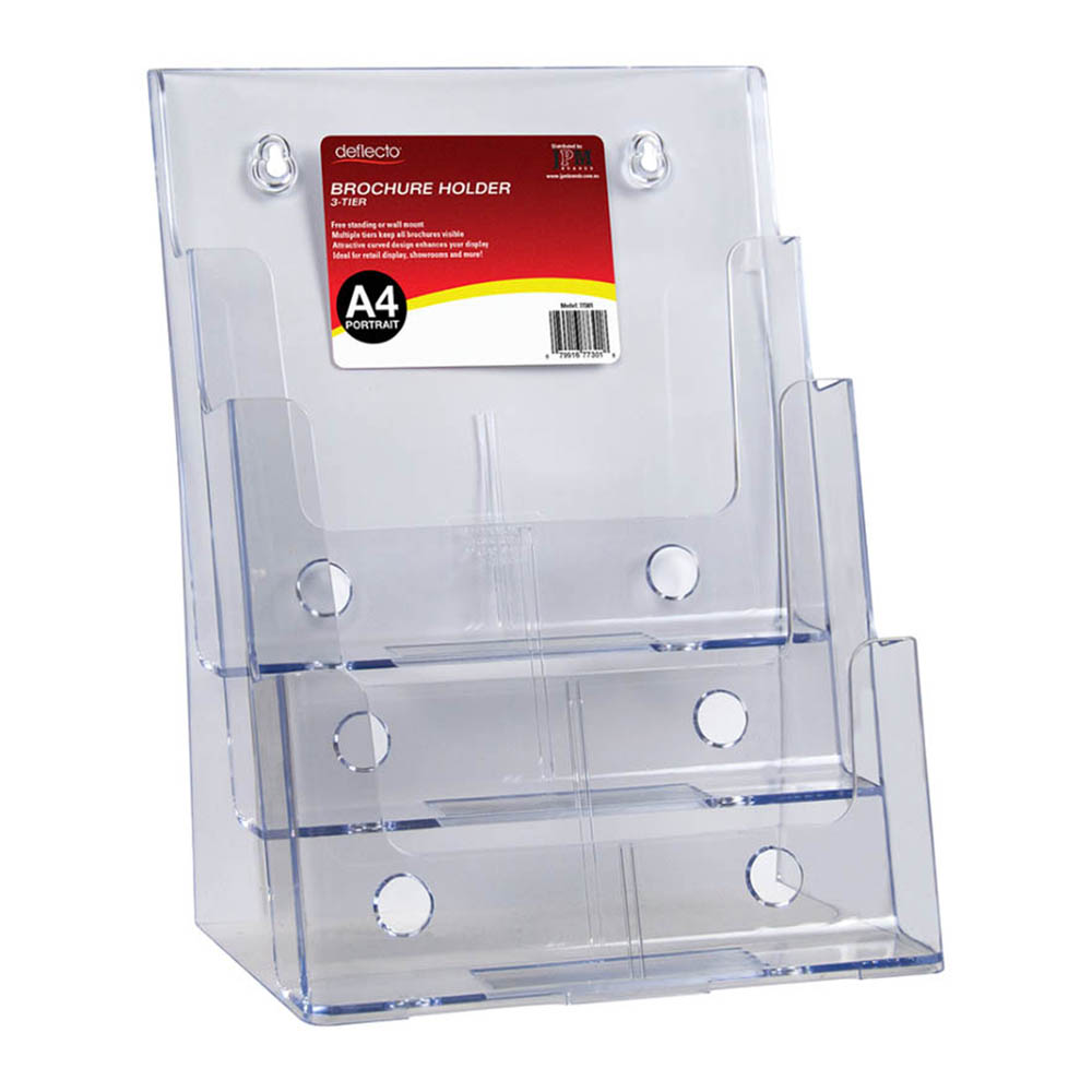 Image for DEFLECTO BROCHURE HOLDER 3-TIER A4 CLEAR from Tristate Office Products Depot