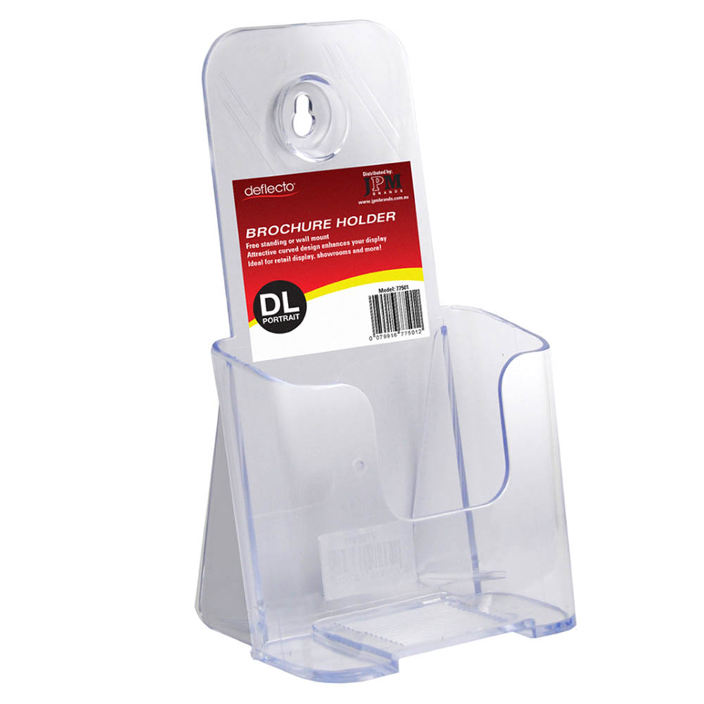 Image for DEFLECTO BROCHURE HOLDER DL CLEAR from Barkers Rubber Stamps & Office Products Depot