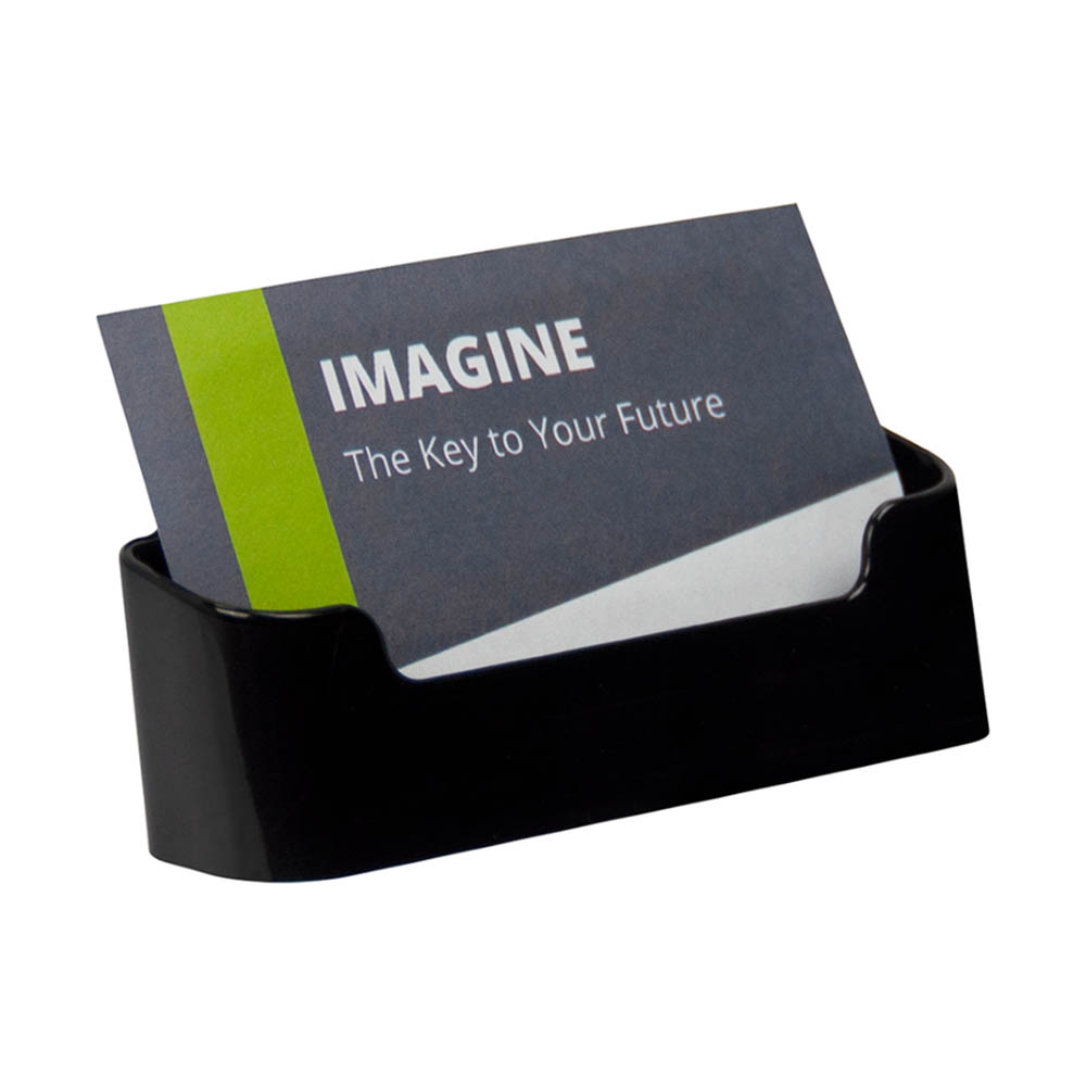 Image for DEFLECTO BUSINESS CARD HOLDER RECYCLED LANDSCAPE BLACK from Office Business Office Products Depot