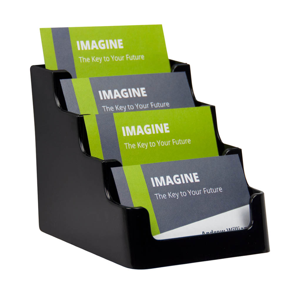 Image for DEFLECTO BUSINESS CARD HOLDER RECYCLED LANDSCAPE 4-TIER BLACK from MOE Office Products Depot Mackay & Whitsundays