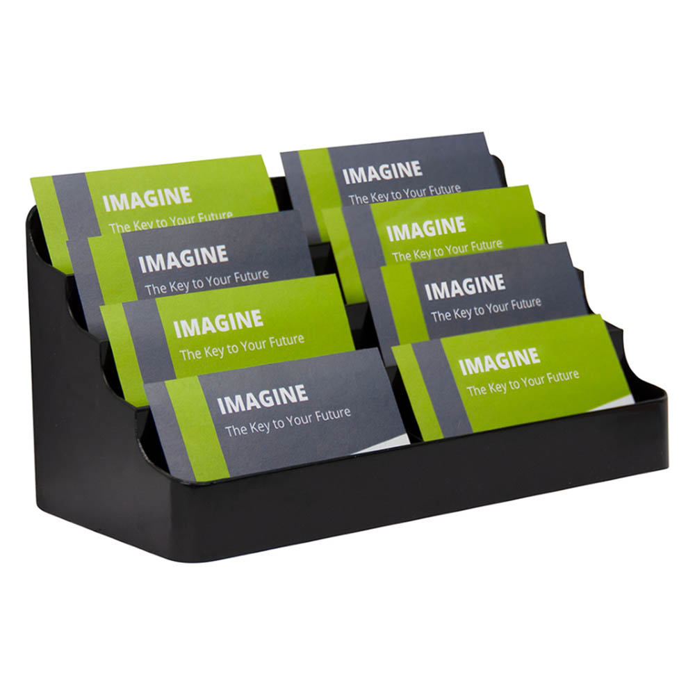 Image for DEFLECTO BUSINESS CARD HOLDER RECYCLED LANDSCAPE 8-POCKET 4-TIER BLACK from MOE Office Products Depot Mackay & Whitsundays