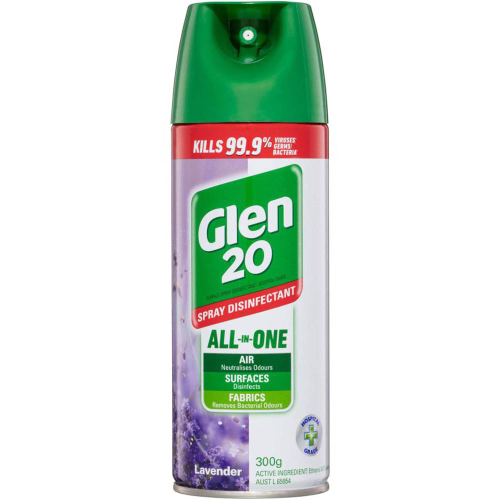 Image for GLEN 20 DISINFECTANT SPRAY LAVENDER 300G from Barkers Rubber Stamps & Office Products Depot