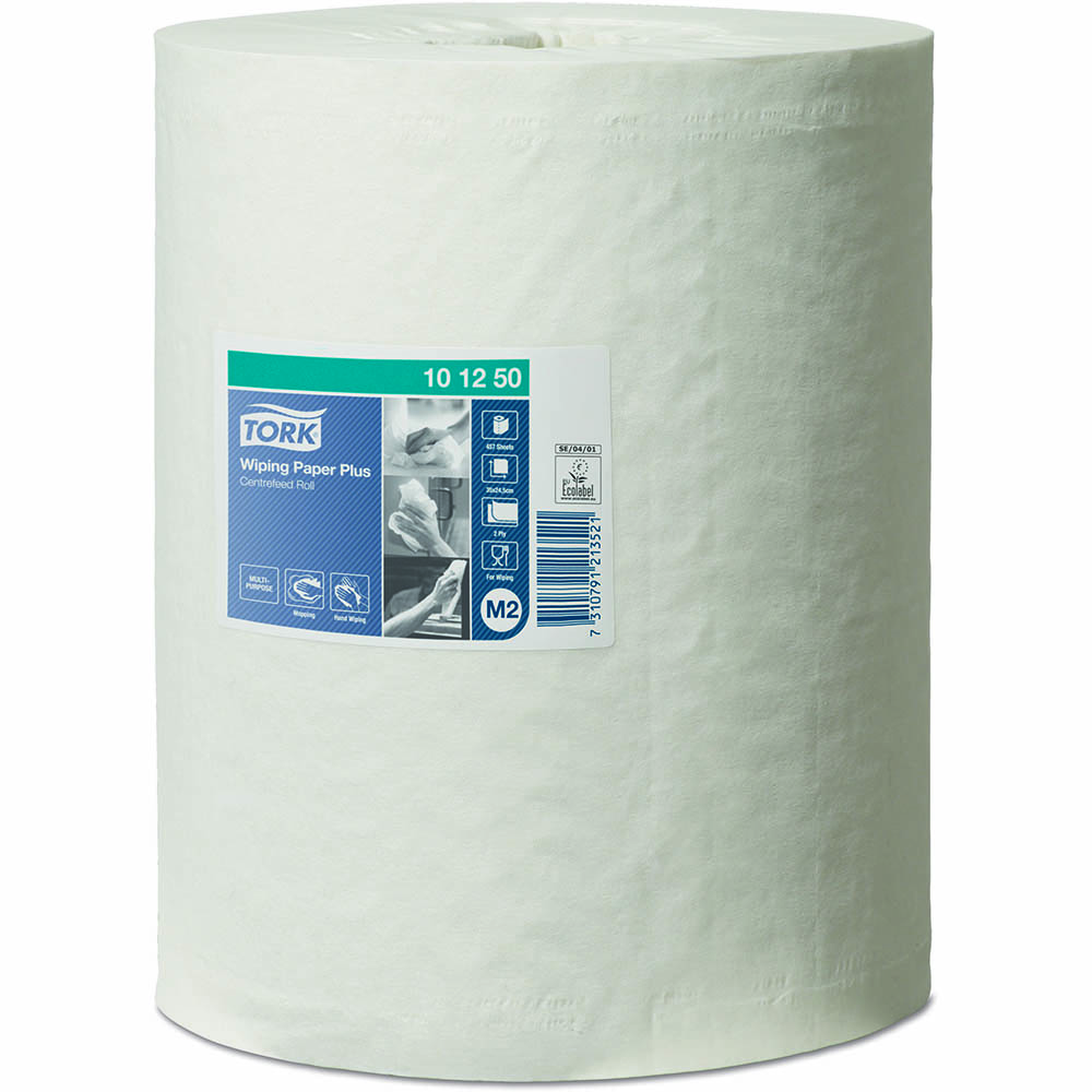 Image for TORK 101250 M2 CENTERFEED WIPING PAPER PLUS 160M WHITE from MOE Office Products Depot Mackay & Whitsundays