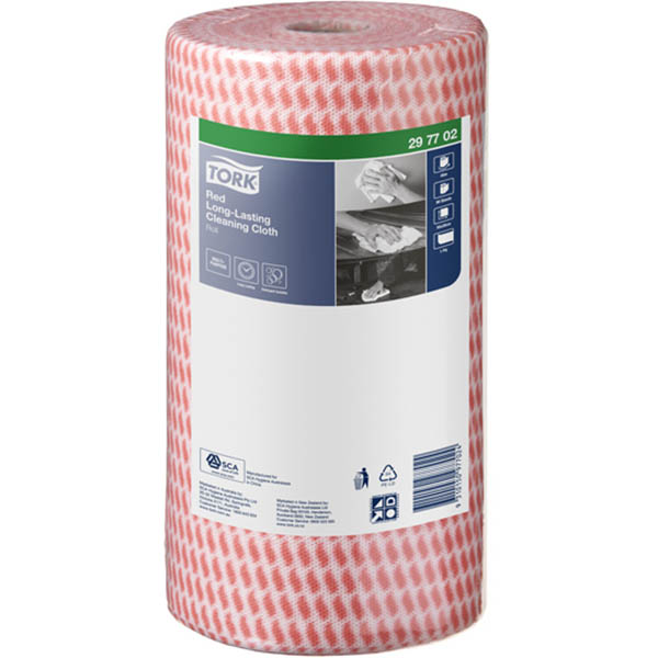 Image for TORK 297702 HEAVY DUTY CLEANING CLOTH 300MM X 45M RED ROLL 90 SHEETS from OFFICEPLANET OFFICE PRODUCTS DEPOT